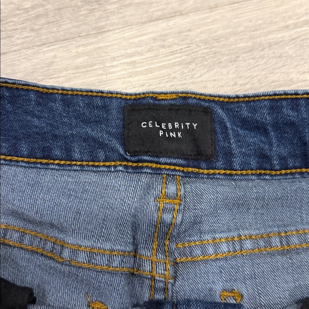 Celebrity Pink Dark Blue Rolled Hem Denim Shorts size 30 - Picture 3 of 6